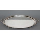 A TEA TRAY, maker Harrison Bros. & Houson, Sheffield 1931, of plain oval form with straight