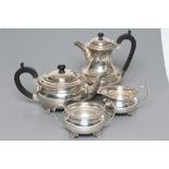 A FOUR PIECE TEA SERVICE, maker Mappin & Webb, Birmingham 1926, of baluster form with straight