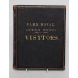 PARK ROYAL INSPECTION BUILDINGS VISITORS BOOK, full grained leather bevelled boards, marbled end