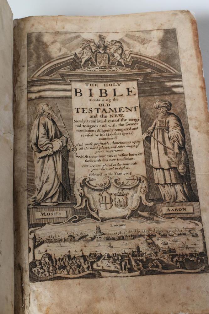 THE HOLY BIBLE containing the Old Testament and the New, 1708, half title engraved with Moses and - Image 4 of 4