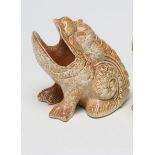 A BURMANTOFTS SALTGLAZE STONEWARE TOAD SPOON WARMER, model 151, 5" high (Est. plus 21% premium