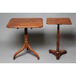 A GEORGIAN MAHOGANY TRIPOD TABLE, early 19th century, the rounded oblong snap top raised on ring and