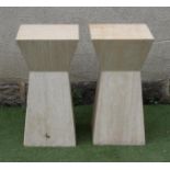 A PAIR OF LIMESTONE CONSERVATORY PLANT STANDS, modern, of waisted square form, 15 3/4" x 29 1/2" (