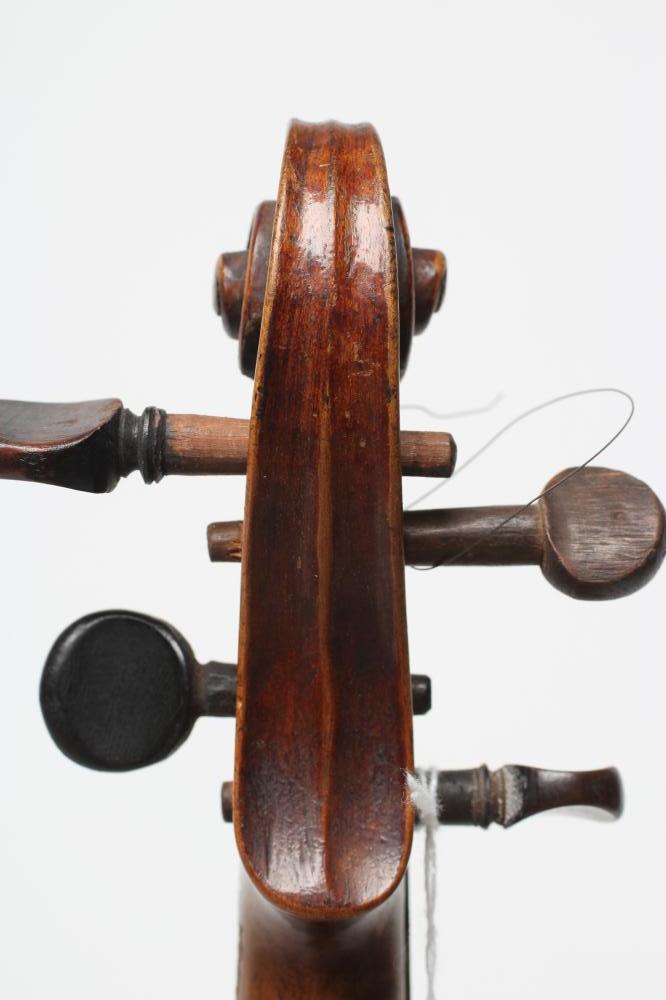 A CHILD'S VIOLIN, probably late 19th century, with two piece back, notched sound holes, ebony - Image 7 of 8
