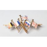 OF MILITARY INTEREST - An enamelled brooch depicting the United Allied WWI Patriotic flags