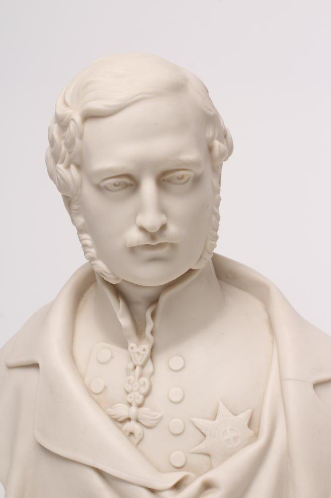 "QUEEN VICTORIA" AND "PRINCE ALBERT" - a pair of Copeland parian busts 1853, designed by J.S. - Image 3 of 5