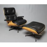 AFTER CHARLES AND RAY EAMES, a lounge chair 670 and ottoman 671, modern, the swivel chair with