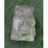 A SANDSTONE FIGURAL CORBEL, 19th century, modelled as a Medieval King's head, 12 1/2" x 6 1/2" x