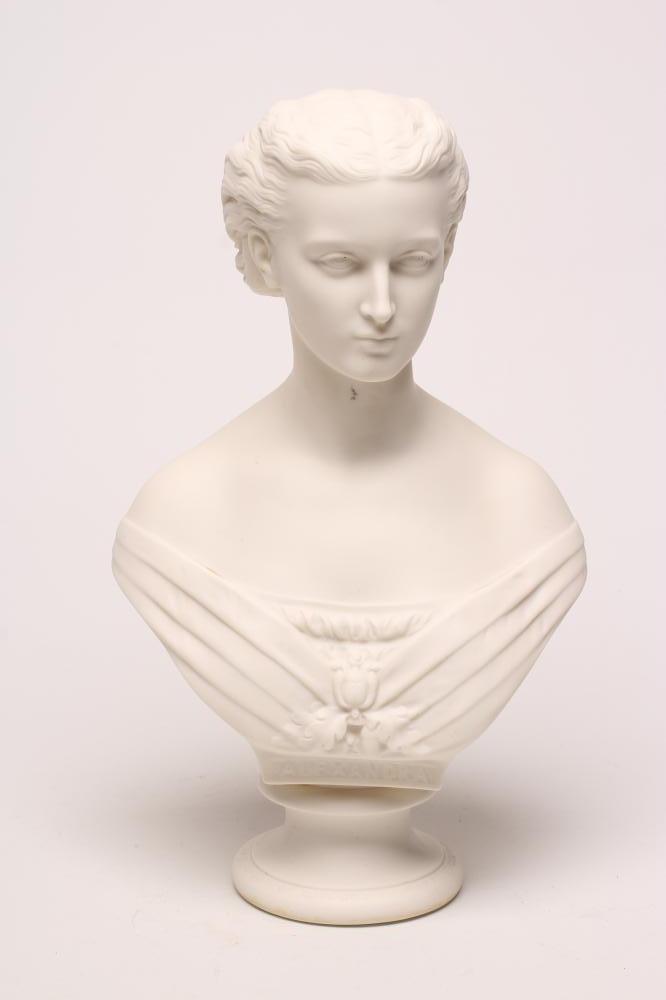 "PRINCESS ALEXANDRA" - a Copeland "Art Union of London" parian bust designed by Mary Thorneycroft,