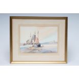 WILLIAM KNOX (1862-1925), "Off the Old Jetty", watercolour and pencil heightened with white, signed,