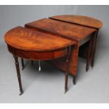 A REGENCY STYLE MAHOGANY EXTENDING DINING TABLE, early 20th century, of D ended form with drop
