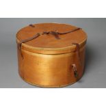A LARGE LUTERMA RUSSIAN BIRCH PLYWOOD HAT BOX, retailed by Henry Ordish, Harrogate, blue stamped