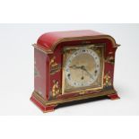 AN F.W. ELLIOTT, LONDON, CHINOISERIE CASED MANTEL CLOCK, c.1930's, the twin barrel movement with