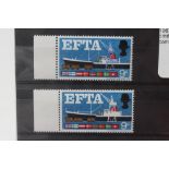 1967 EFTA 9d lilac omitted, 1967 EFTA 1/6 new blue omitted and an EFTA 1/6 blue grey omitted (Est.