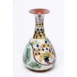A DELLA ROBBIA EARTHENWARE BOTTLE VASE, sgrafito decorated by Carlo Manzoni with stylised flowers