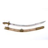 A POLISH SHAMSHIR OR KARABELA, with 30 1/4" curved blade, double edged at the tip and decorated with