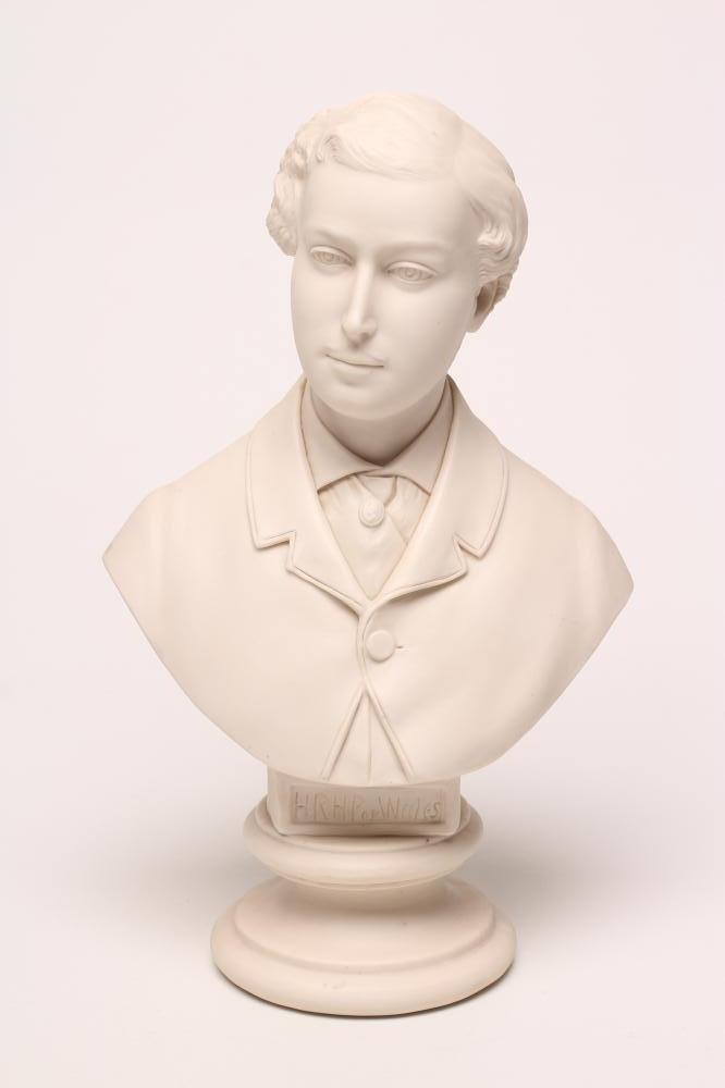 "EDWARD, PRINCE OF WALES" - a John Rose Coalport parian bust, c.1863, incised marks, 13 1/2" high (