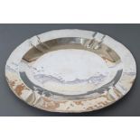 AN ITALIAN PLATTER, maker Renato Raddi, of lobed oval form with lightly planished finish, 15" x