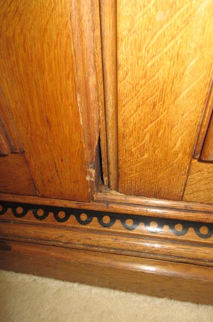 A GOTHIC REVIVAL LIGHT OAK AND BLACK STENCILLED WARDROBE, in the manner of Marsh, Jones & Cribb, the - Image 9 of 13