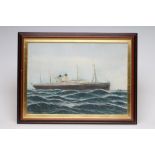 G.A. SPOAL(?) (19th/20th Century), The Ocean Liner R.M.S. Baltic, watercolour heightened with white,