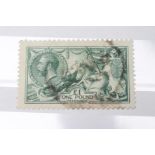 1913 GEORGE V 1 GREEN SEAHORSE, used - imperfections (Est. plus 21% premium inc. VAT) (Illustrated)