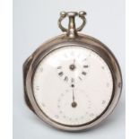 A GEORGE III SILVER PAIR CASED POCKET WATCH, London 1786, the white enamel dial with minute