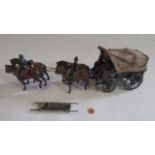 Rare Britains horsedrawn ambulance with four horses and two riders, two Medics and patient, part