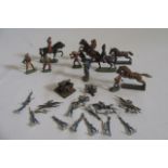 Composite figures of cowboys and American indians by Leyla and Elastolin, some items show damage,