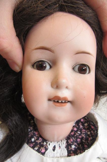 A William Goebel bisque socket head doll, with brown glass sleeping eyes, open mouth with five top - Image 2 of 3