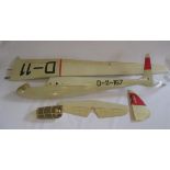 A radio controlled model glider, three metre wing span, some damage to canopy, with carrying box,