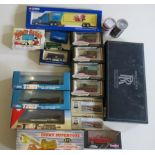 Nineteen diecast vehicles by various makers including Dinky Coles crane, Rolls Royce cars and Thrust
