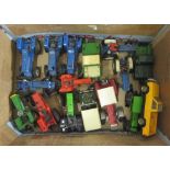 Britains playworn farm vehicles including Tractors, Land Rovers and Fords, F-P (Est. plus 21%