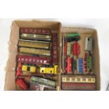 Playworn goods and passenger rolling stock by Hornby and others, some items damaged, parts