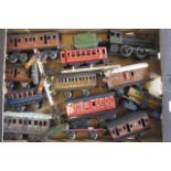Playworn trains by Bing and others including Bing L.N.E.R. Live Steam Engine, L.N.E.R. four wheel