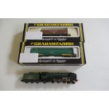 Trix N gauge B.R. Britannia Class locomotive and two boxed Farish wagons, F-E (Est. plus 21% premium