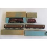 Hornby Dublo Duchess of Atholl and two L.M.S. D3 Coaches, boxes have some sun damage, locomotive and