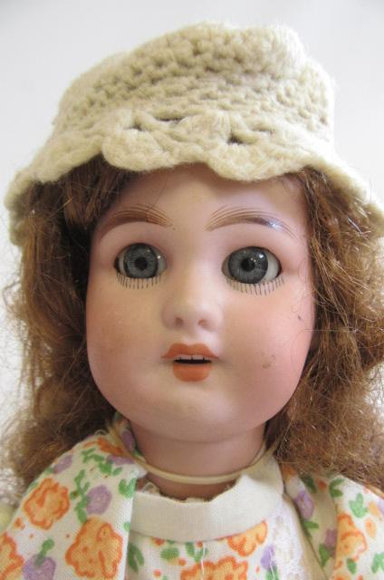 A French bisque socket head walking doll with blue glass fixed eyes, open mouth with four top teeth, - Image 2 of 3
