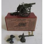 Britains 1201 Royal Artillery Field Gun, boxed, G, damage to tow hook, and two further small army