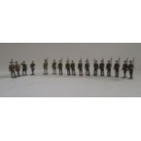 Seventeen Britains including WWI soldiers and officers, some paint loss, one gun damaged, F-G (