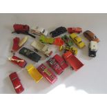 Playworn Dinky Toys including Rolls Royce Silver Shadow, Land Rover Fire Engine, Ford 800 Tipper