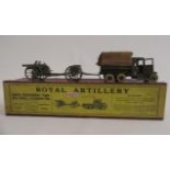 Britains Royal Artillery with six wheel type lorry, lumber wagon, gun and driver, boxed, F-G (Est.