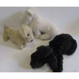 A Merrythought dog pyjama case with sewn label, 20" long, a Merrythought white fur seated Scottie