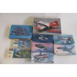 Nine plastic model Aircraft Kits by Hasegawa, most modern military type, good to excellent boxes,