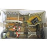 Trackside accessories in O and Gauge 1 including signals, bridge and level crossing, P (Est. plus