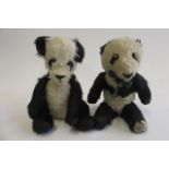 A Chad Valley panda, with glass eyes, jointed limbs and label to foot, 13" high, together with a