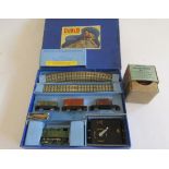 Hornby Dublo EDG7 L.N.E.R. Goods Train Set with green 0-6-2 locomotive and three goods wagons