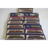 Thirteen passenger coaches by Bachmann , most are B.R. steam types, all items boxed, F (Est. plus