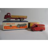 Dinky Big Bedford Lorry finished in maroon and brown, boxed G, and a Dunlop Trojan Van, boxed AF,