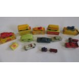 Dublo Dinky Toys vehicles comprising two 71 V.W. vans, 69 Ferguson tractor, 62 Singer, 68 Royal Mail
