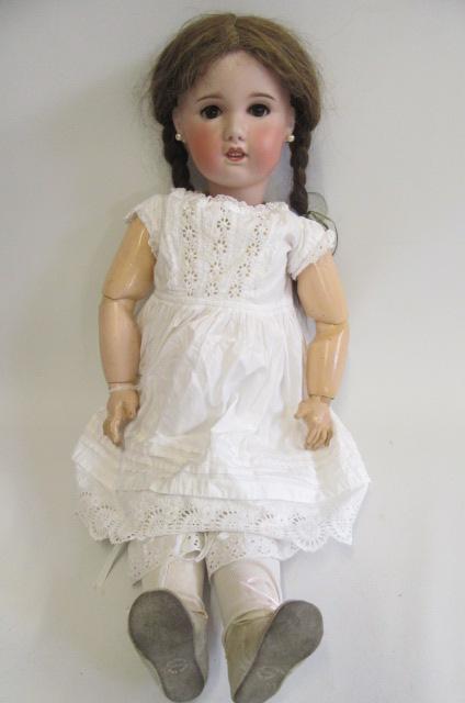 An S.F.B.J. bisque socket head doll from the Jumeau mould, brown sleeping glass eyes, open mouth - Image 3 of 5